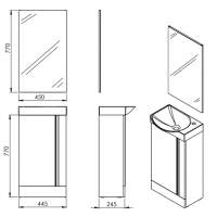 Royo Elegance 455mm Wall Hung Cloakroom Unit with Mirror in Gloss Grey