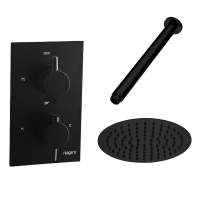 Niagara Equate Single Outlet Shower Valve + Ceiling Mounted Shower Arm & Head in Matt Black 