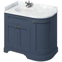 Shetland 610mm 2 Drawer Wall Vanity Unit & Basin - Matt Deep Blue