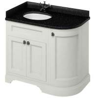 Burlington Matt White Curved Vanity Unit With Doors and Minerva Worktop - 100cm Right Hand