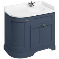 Burlington Blue 3 Door Curved Vanity Unit - Minerva Worktop - 100cm Right Hand