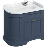 Burlington Blue Curved 3 Door Vanity Unit - Minerva Worktop - 100cm Left Hand