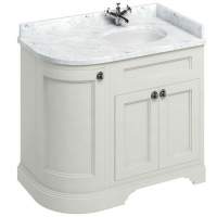 Burlington Curved Sand Vanity Unit With Doors and Minerva Worktop - 100cm Left Hand