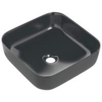 Gressingham 400mm Ceramic Square Washbowl & Waste - Matt Black