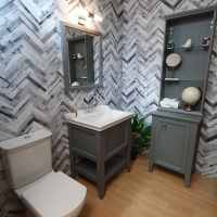  Herringbone Whitewash Nuance Waterproof Shower Board