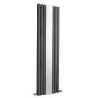 Revive Double Panel Radiator With Mirror - 1800 x 499mm - Anthracite - Hudson Reed