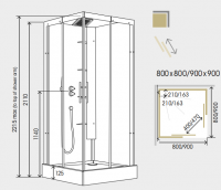 Kinedo Eden 1000 x 800mm Sliding Door Self Contained Corner Shower Pod