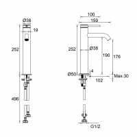 Vema Tiber Stainless Steel Tall Basin Mixer Tap (DITS1174) 