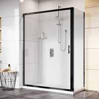 Roman Innov8 Matt Black Sliding Shower Door & Side Panel 1200 x 900mm - Corner Fitting