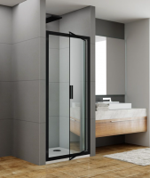 Jaquar Pivot Shower Door 760mm - Black Frame - Clear Glass