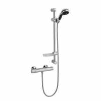 Villeroy & Boch Square Thermostatic Exposed Shower Set With Riser Rail Matt Black