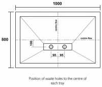 Nuie 1500 x 800 Rectangle Shower Tray - FREE Waste