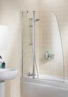 Sculpted Bath Screen - Silver -1175 x 1400mm - 6mm Glass - Lakes - Classic