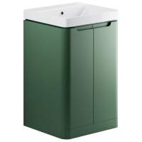 Laplane 500mm 2 Door Floor Standing Cloakroom Basin Vanity Unit - Matt Sage Green