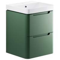 Laplane 500mm 2 Drawer Wall Hung Cloakroom Basin Unit - Matt Sage Green