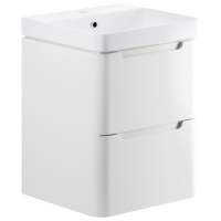 Laplane 500mm 2 Drawer Wall Hung Cloakroom Basin Unit - White Gloss