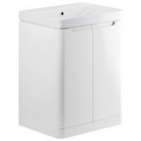 Laplane 600mm 2 Door Floor Standing Basin Vanity Unit - White Gloss