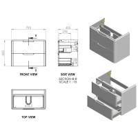 Laplane 600mm 2 Drawer Wall Hung Basin Unit - White Gloss