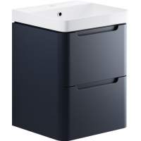 Laplane 500mm 2 Drawer Wall Hung Cloakroom Basin Vanity Unit - Matt Indigo