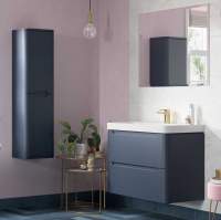 Laplane 500mm 2 Drawer Wall Hung Cloakroom Basin Vanity Unit - Matt Indigo