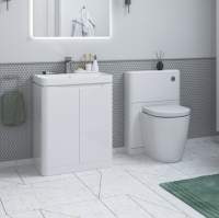 Laplane 500mm 2 Drawer Wall Hung Cloakroom Basin Unit - White Gloss