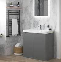 Gressingham 810mm 2 Drawer Wall Unit & Basin - Grey Gloss