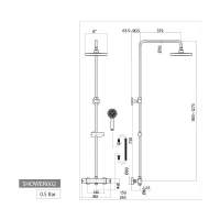 Cube Brushed Brass Square Dual Head Exposed Thermostatic Shower With Metal Fixed Head 