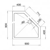 Zamori Pentangle Shower Tray - 1200 x 900 - Right Hand - Z1404