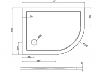 Zamori Anti-Slip Offset Quadrant - 1200  x 800 - Left Hand Shower Tray - Z1201A