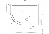 Zamori Anti-Slip Offset Quadrant - 1200  x 800 - Right Hand Shower Tray - Z1202A