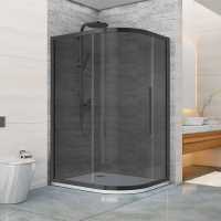 Jaquar One Door 900 x 1200mm Quadrant Shower Enclosure - Black Frame - Black Glass