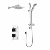 Pure Thermostatic Concealed Shower Valve with Fixed Rain Head & Riser Rail - Kartell UK