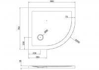 Zamori Offset Quadrant - 900 x 760 - Left Hand Shower Tray - Z1195