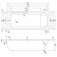 Beaufort Rockall 1800 x 800mm Single Ended Bath