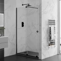 1000mm Matt Black Recess Sliding Shower Door - Rolla 8 By Aquadart 