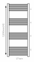 Hugo2 1652 x 600mm Towel Radiator - Mont Blanc - High Heat Output - Tissino