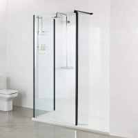 Roman Showers Select Matt Black 300 Pivoting Deflector Panel 343mm Width (8mm Glass) 