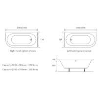 Mulard Deluxe Square 1700x750 Double Ended Bath & Legs