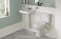 Shetland Bathroom Suite, 600mm Basin, High Toilet & 1620 Freestanding Bath