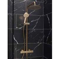 Vema Matt Black Thermostatic Shower Column Fixed Head & Riser 