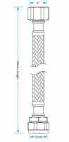 M10 x 1/2" - 300mm - Braided Flexi Hose Tap Connector - Viva Sanitary