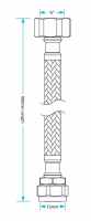 1/2" x 15mm - 300mm - Braided Flexi Hose - Viva Sanitary