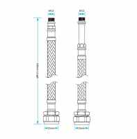 M12 x 1/2" - 300mm - Braided Flexi Hose Tap Connector - SSH8/A - Viva Sanitary