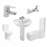 Vitra & Sommer 1675mm P Shape Shower Bath Complete Suite