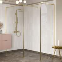 1000mm Brushed Brass Walk In Shower Screen - Nuie