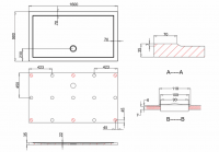 Zamori Rectangle Shower Tray 1200 x 760mm - Corner waste - Z1174