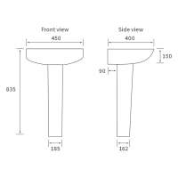 Saxony 555x430mm 1TH Basin & Full Pedestal