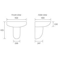 Termond 450x400mm 1TH Basin & Full Pedestal