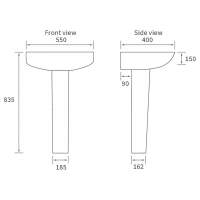 Muscovy 535x490mm 1TH Basin & Semi Pedestal