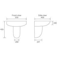 Termond 550x400mm 1TH Basin & Full Pedestal